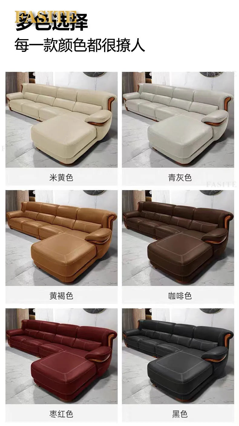 leather sofa modern simple living room combination small apartment Nordic first-layer cowhide princess corner furniture