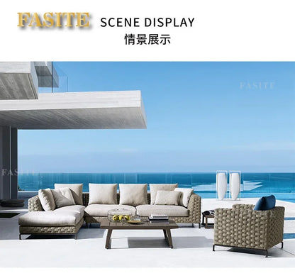 Outdoor rattan sofa combination villa courtyard garden furniture homestay outdoor restaurant lounge chair