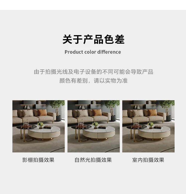 A163 Italian Light Luxury Stainless Steel round Living Room Home Coffee Table Modern Side Table