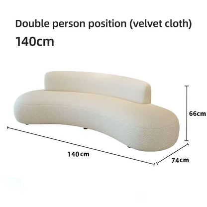 Comfort Beige Lamb Fleece Sofa with Soft Sponge Cushion Modern Sturdy Wooden Frame Living Room Couches Office Hotel Lounge Sofas