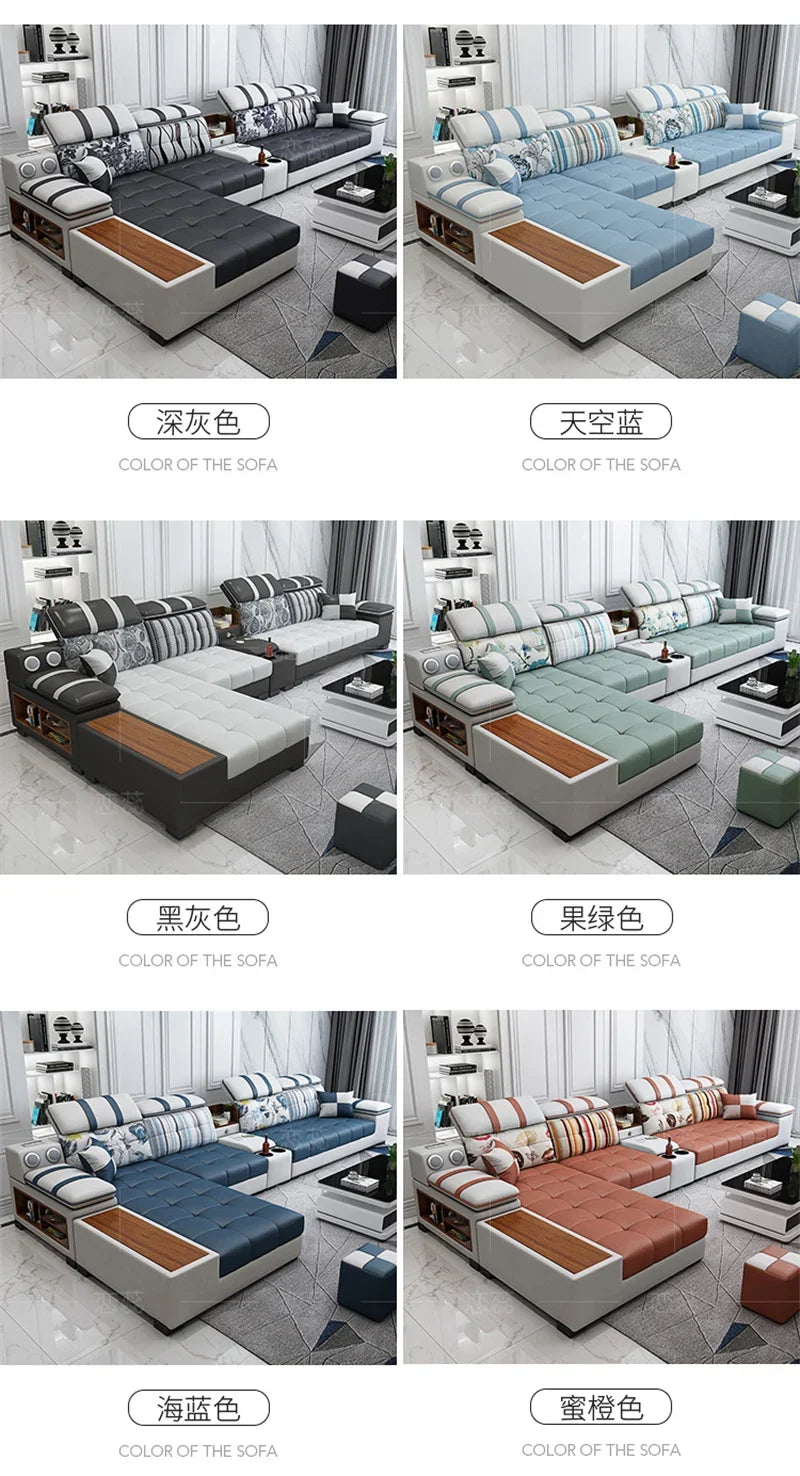 Nordic Luxury Technology Cloth Sofa for Living Room Furniture Modern Living Room Sofa Combination Large Apartment Sofa Set u