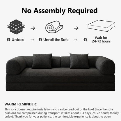 78.8" Modular Sofa Bed - 4-in-1 Convertible Design with Corduroy Fabric and High Density Sponge, Removable Cover and Fixed Frame
