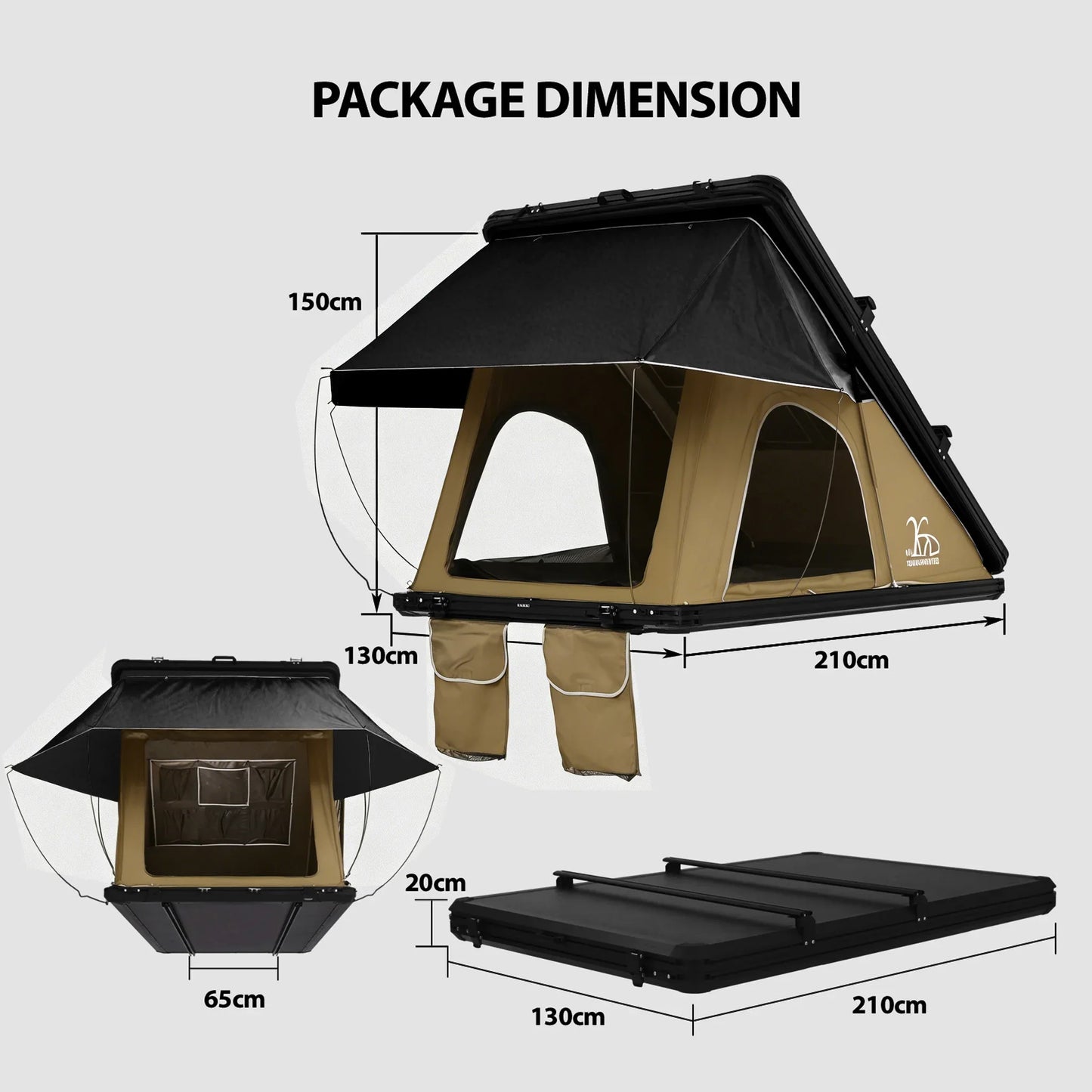 YOUNGHUNTER Aluminum Triangle SUV Pop-Up Roof Top Tent With Canvas Fabric Off-Roading Tent for SUVs