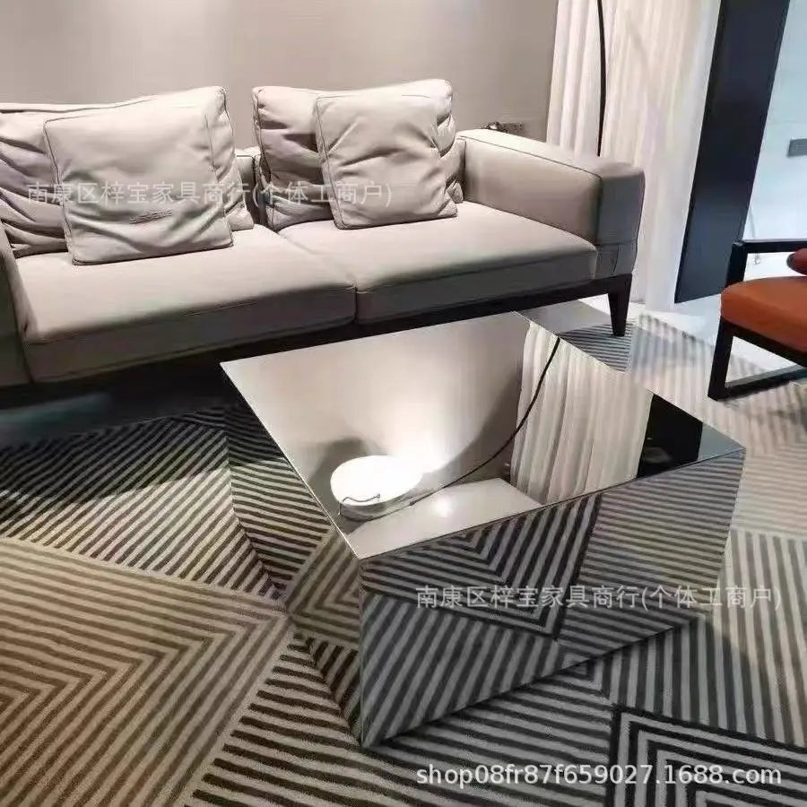 Creative Shape Stainless Steel Light Luxury Mirror Reception Coffee Table Living Room Tea Table Coffee Irregular Table