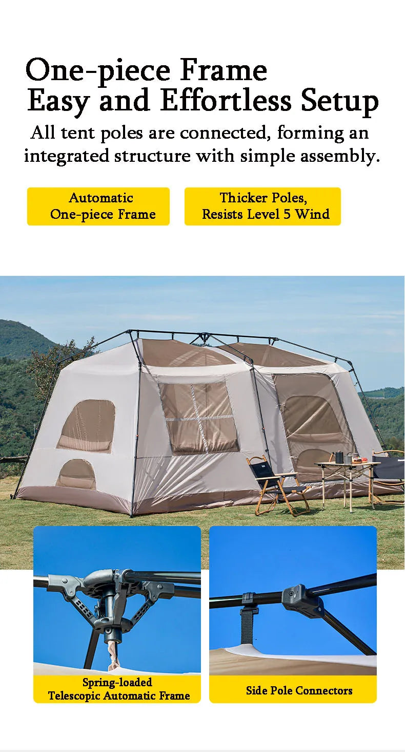 Cabin Tent 2 Room Large Family Camping Tent Automatic Quick Setup Waterproof UV Protection Outdoor 4 Season Ridge Tent