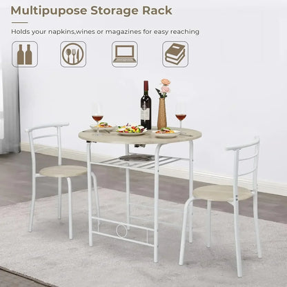 promotion-31.5" Drop Leaf Dining Table 3 Pieces for Small Space,Small Kitchen Table Set for 2,Round Folding Table with 2 Chairs