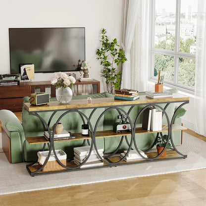 39" Narrow Console Tables for Entryway, Industrial 3-Tier Sofa Table with Metal Frame and Storage Shelves for Living Room,Foyer
