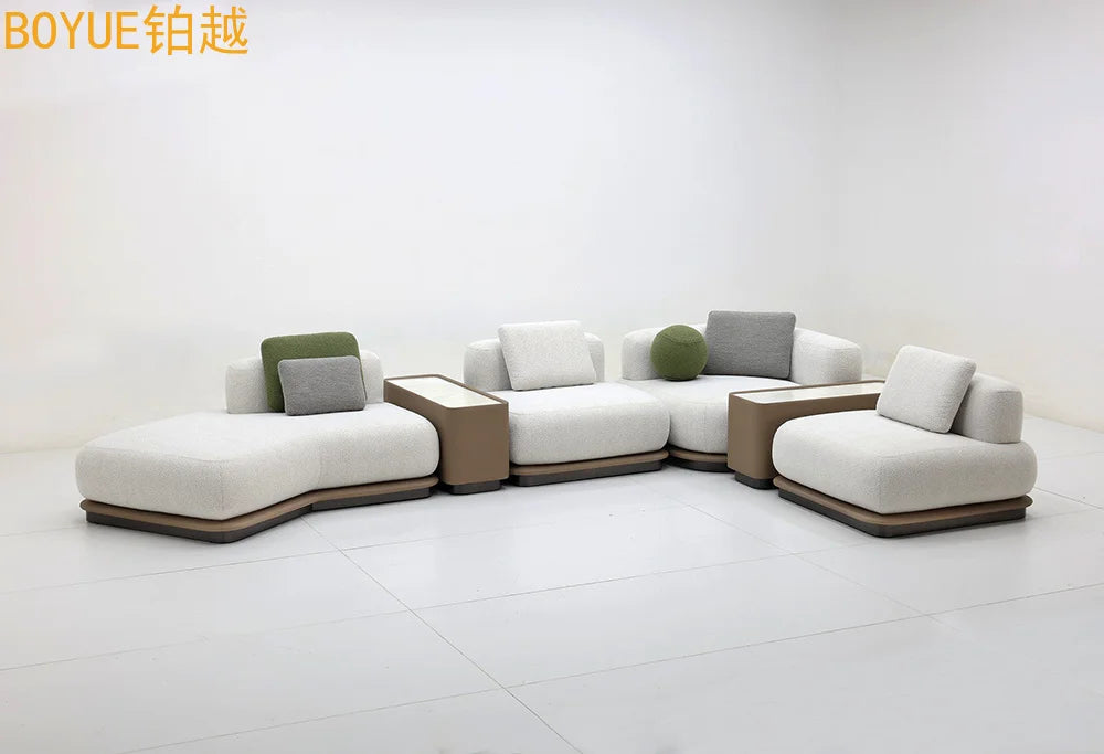 Cream curved sofa set luxury modular combined sofa