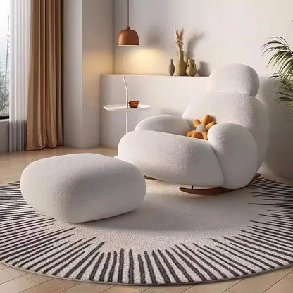Leisure rocking chair recliner hotel balcony household living room bedroom wooden fabric adult lazy sofa