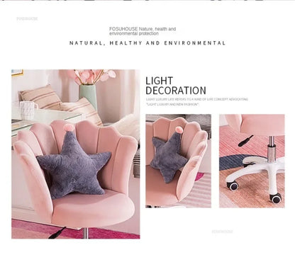 Rotatable Velvet Office Chair for Company Modern Soft Backrest Chair with Wheels Simple Creative Office Chairs for E-sports Room