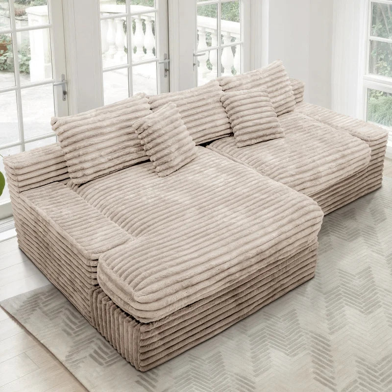 High-end Light Luxury Hot-selling Boneless Sofa Vacuum Compression Sofa Corduroy Retro Fabric Sofa