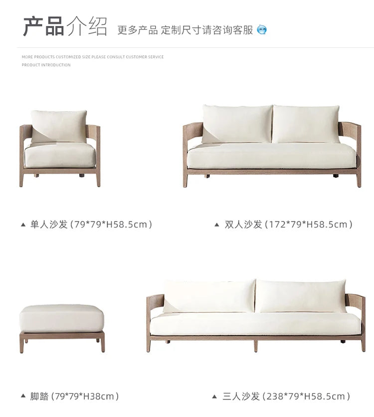Italian Style Simplicity Waterproof and Sunscreen Garden Sofas Teak Modern Garden Sofas Designer Outdoor Furniture Divano HBOS