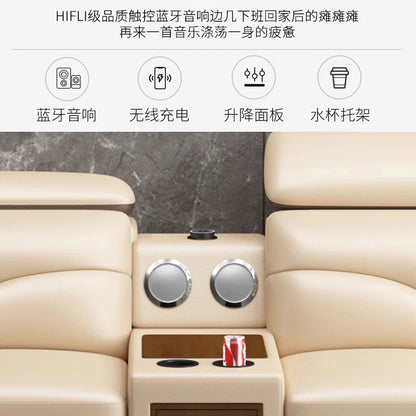 Light luxury solid wood living room corner combination leather sofa first layer cowhide sofa