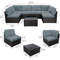 Outdoor Patio Furniture Set, Wicker Sofa with Tea Table, Rattan Conversation Sectional Set