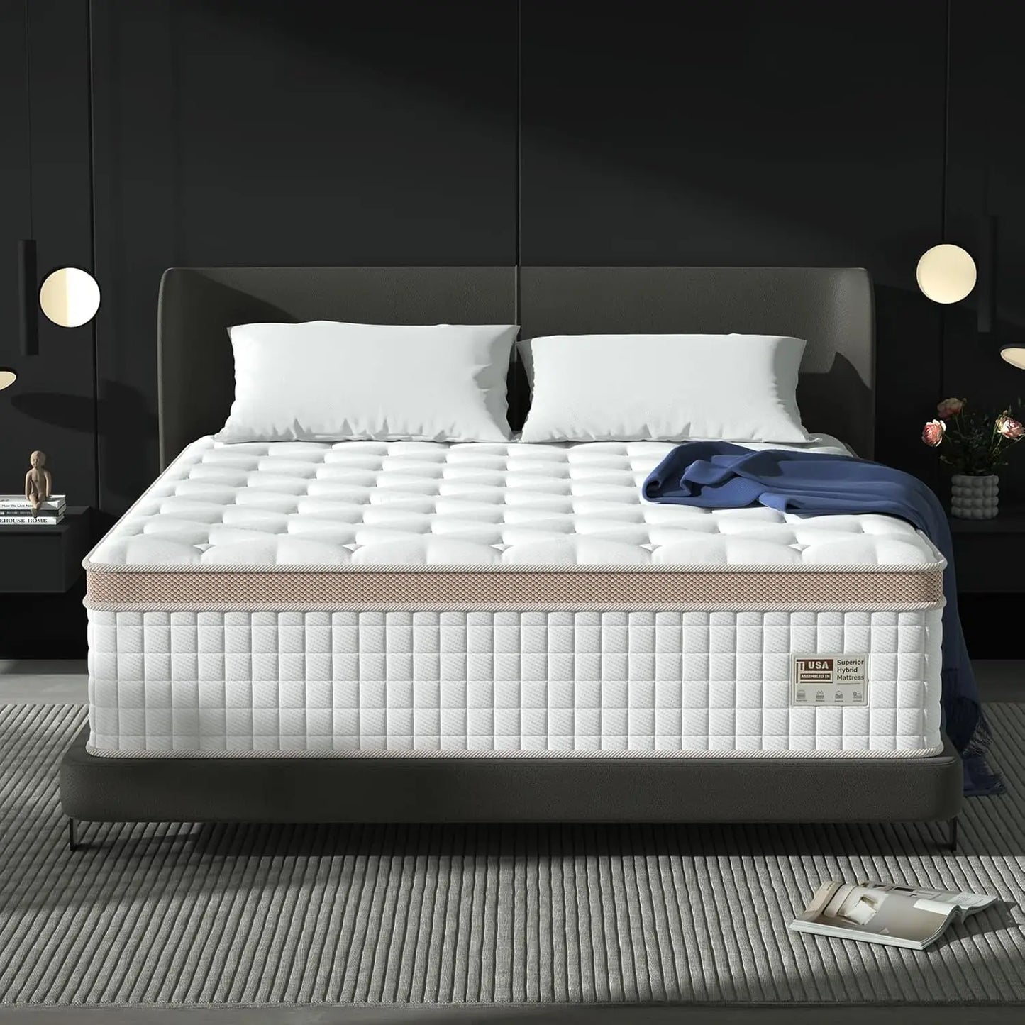 BedStory 14'' Full/King/Queen Size Mattress, Luxury Hybrid Mattress, Gel Memory Foam & Pocket Springs, Manufactured in USA
