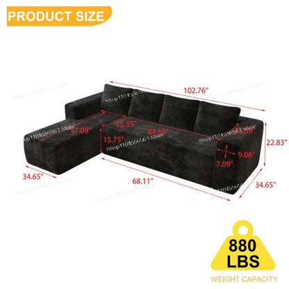 Vacuum Compression Sofa Module Full Sponge High Density 50D Rebound Sponge Small Apartment Corduroy Sofa Bed
