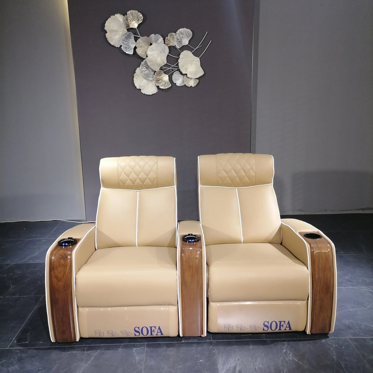 White Color 3seater Electric Cinema Sofa Home Theater Furniture Cinema Interior Home Theater Laydown Table Recliner Sofa Chair