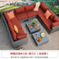 Budget-friendly Outdoor Rattan Woven Sofa, Outdoor Garden, Villa, Courtyard Balcony, Casual Corner Sofa, Coffee Table