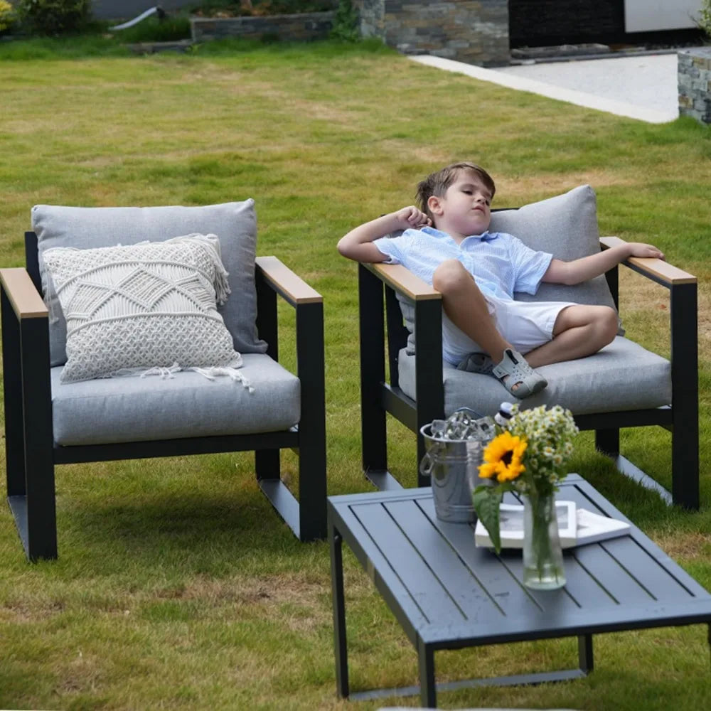 Aluminum Patio Furniture Set 7 Seats, Oversized Outdoor Sectional with Washable Thick Cushions, Coffee Table and Waterproof Cov