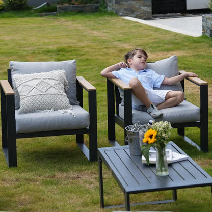 Aluminum Patio Furniture Set 7 Seats, Oversized Outdoor Sectional with Washable Thick Cushions, Coffee Table and Waterproof Cov