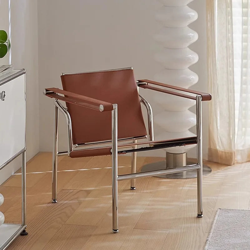 Nordic Modern Medieval Style Stainless Steel Tube Leisure Lounge Chair Designer Furniture Hotel Home Matching Coffee Shop Chair