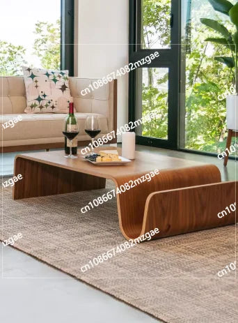 Mid-century Modern Living Room Furniture Solid Wood Coffee Table Wood Curved Plywood Coffee Table