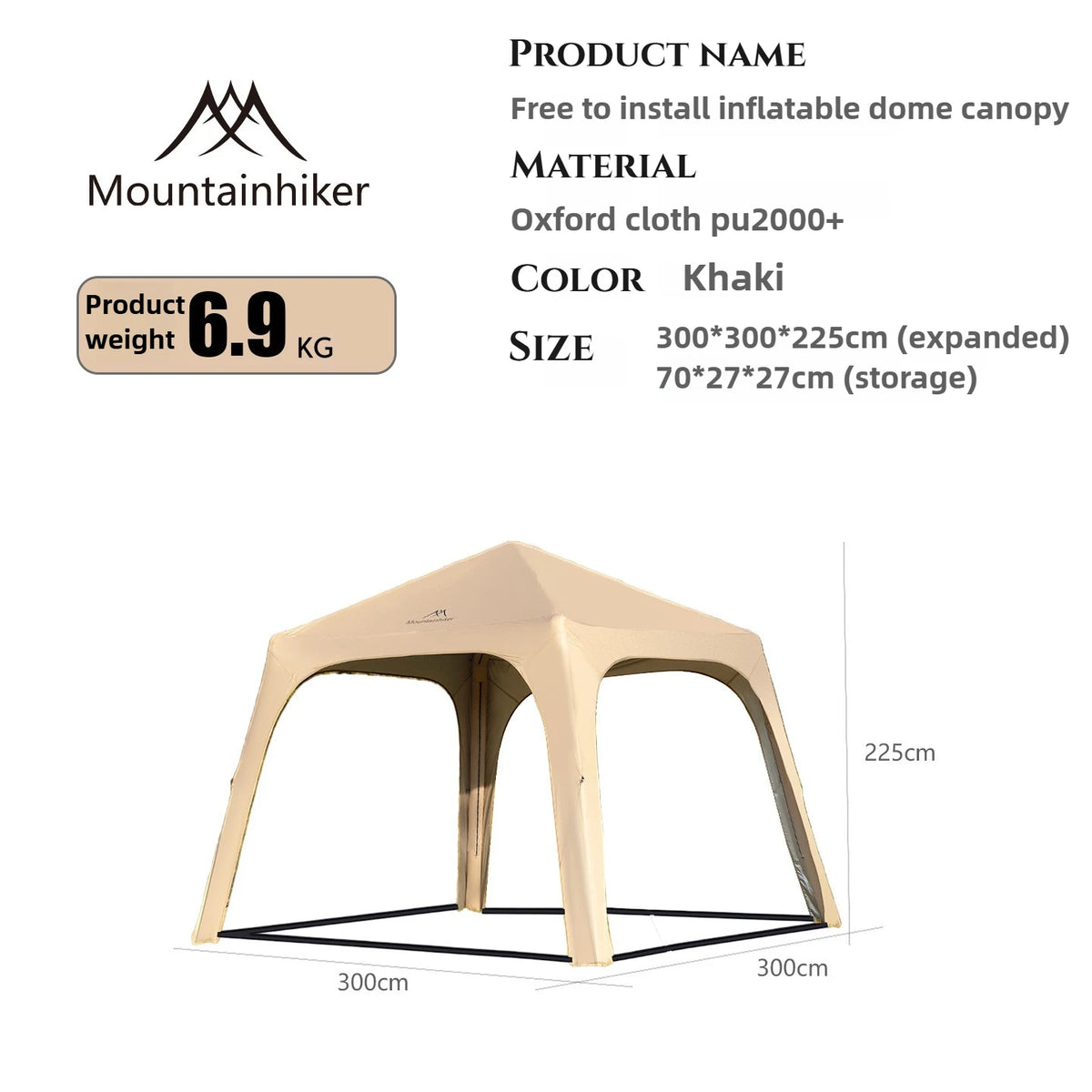 MOUNDAINHIKERInflatable Dome Outdoor Camping Waterproof Portable Tent Multiple People Large Capacity Park Sunscreen and Sunshade