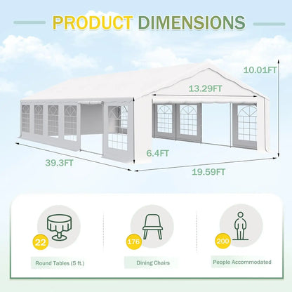 20x40 FT Party Tent Canopy, Heavy Duty Large Waterproof Event Tent, Custom