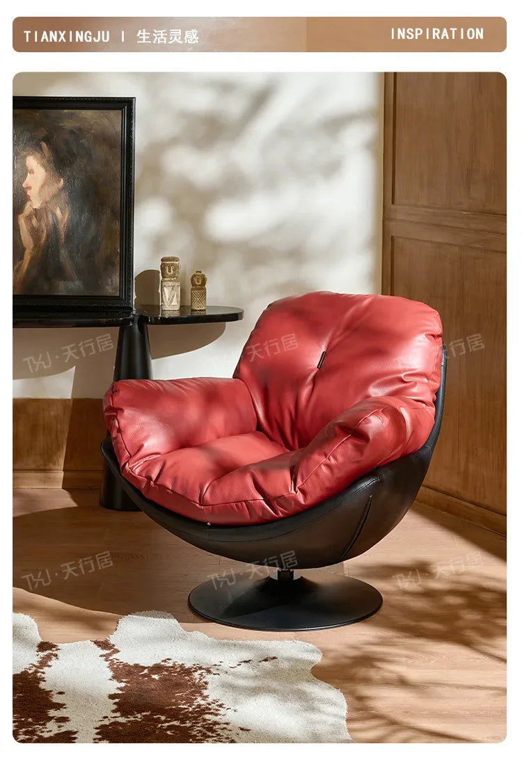 Italian single sofa chair living room designer casual lazy sofa vintage swivel chair
