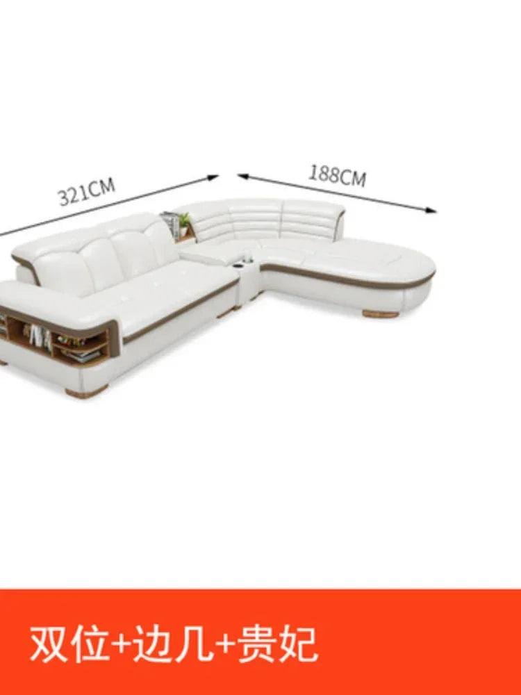 Premium Genuine leather sofa with cowhide top layer, modern and simple high-end living room corner combination