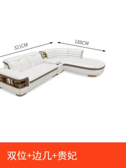 Premium Genuine leather sofa with cowhide top layer, modern and simple high-end living room corner combination