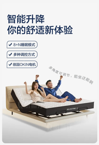 Elegant Modern Double Bed Luxury Upholstered Comferter Adults Bed Adjustable Electric Cama Box Casal Bedroom Furniture