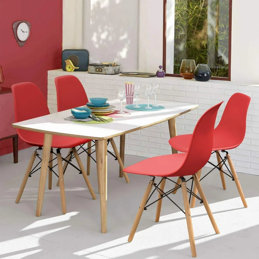 Furmax Modern Style Dining Chair Mid Century Modern DSW Chair, Shell Lounge Plastic Chair for Kitchen Chairs Set of 4(White)