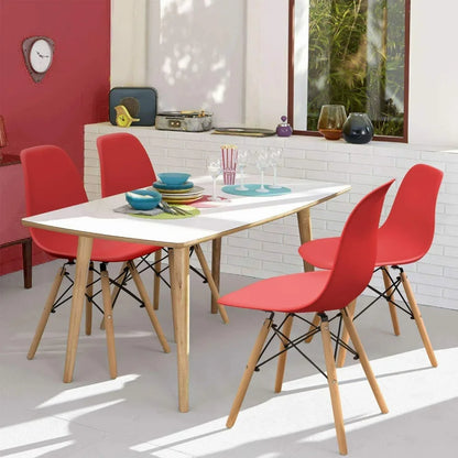 Furmax Modern Style Dining Chair Mid Century Modern DSW Chair, Shell Lounge Plastic Chair for Kitchen Chairs Set of 4(White)