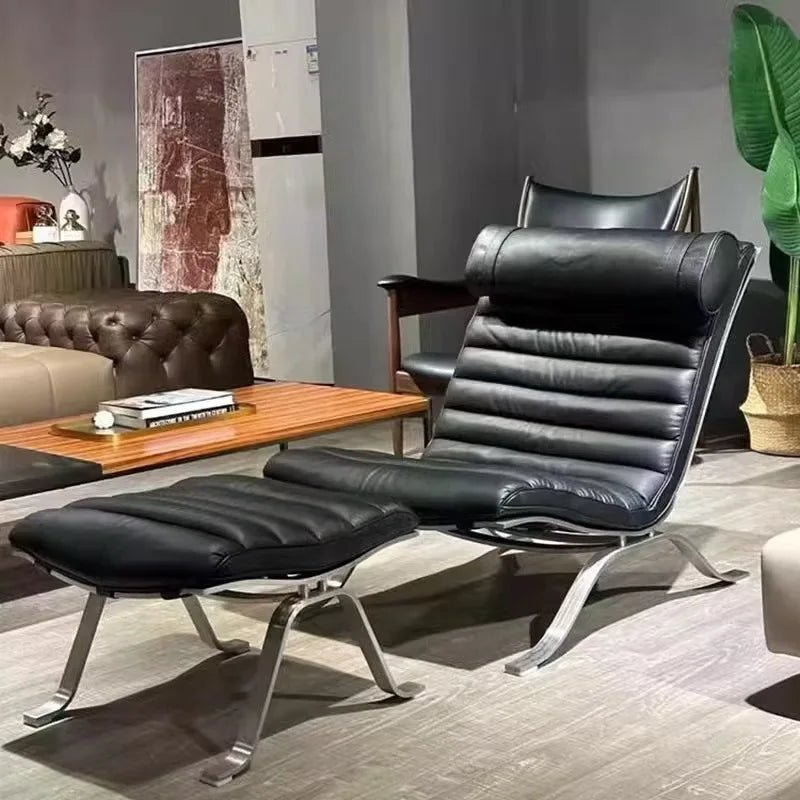 Leisure chair living room high-end retro recliner medium antique stainless steel sofa chair comfortable