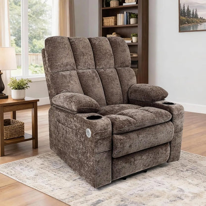 Dual Motor Power Lift Recliner for Elderly Adults with Heat Massage Lay Flat Feature Wireless Remote Cup Holder Customizable