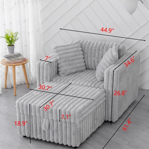 44.9-inch soft light gray single sofa with storage space, 30.7 