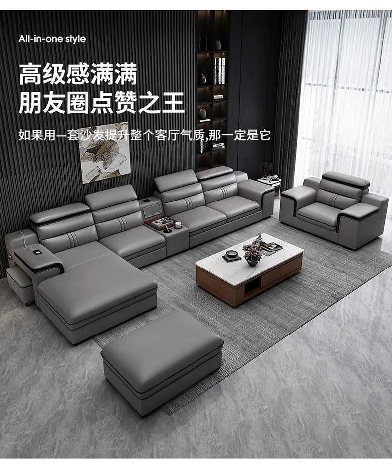 Genuine Leather Modern Sofas Luxury Classic Bedrooms Cinema Sofas Comfortable Straight Muebles Para El Hogar Home Accessories