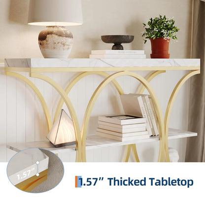 39" Narrow Console Tables for Entryway, Industrial 3-Tier Sofa Table with Metal Frame and Storage Shelves for Living Room,Foyer