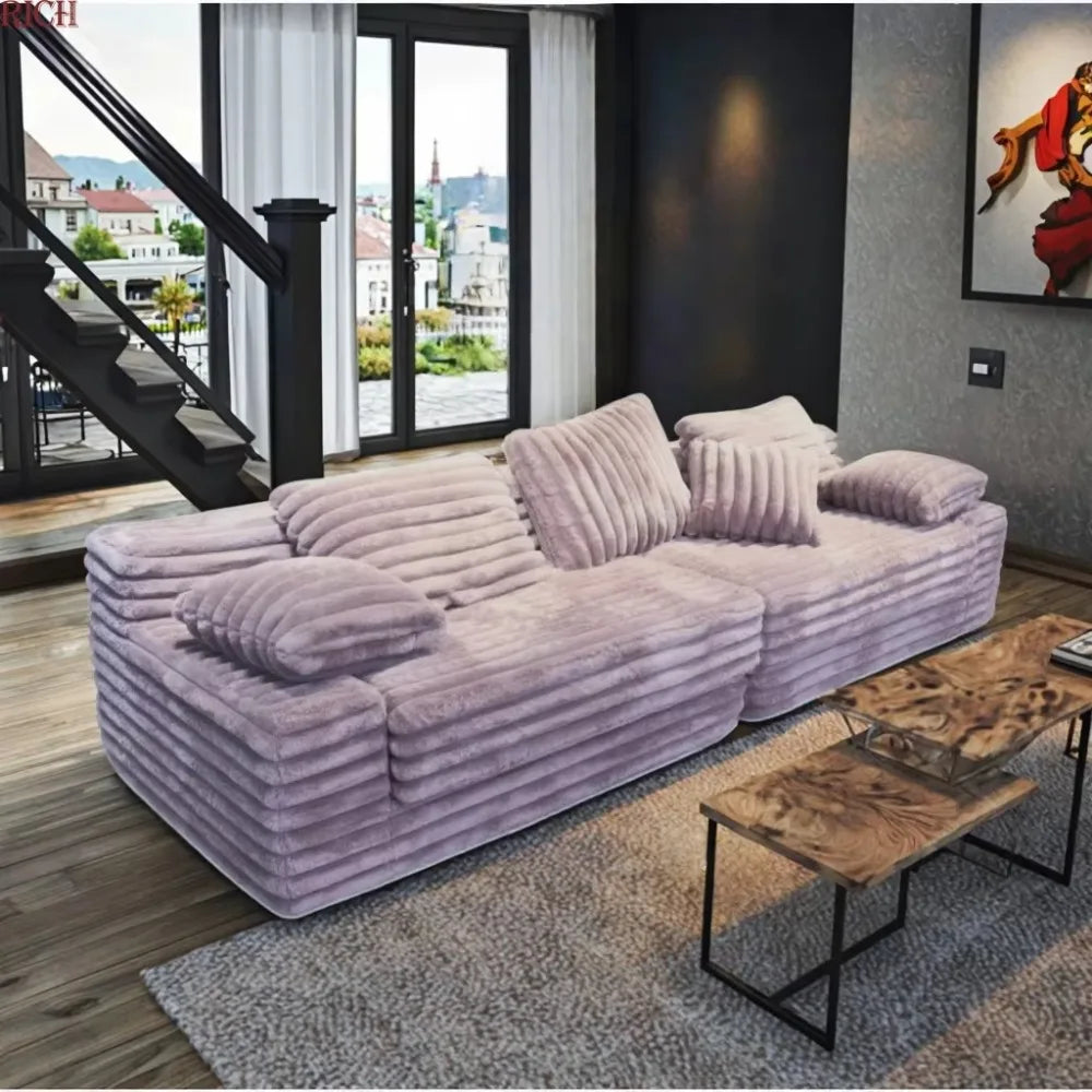 Fluffy Fabric Modular Compression Foam Combination Compression Sofa Sofa Set Home Apartment Furniture Living Room Vacuum Bag