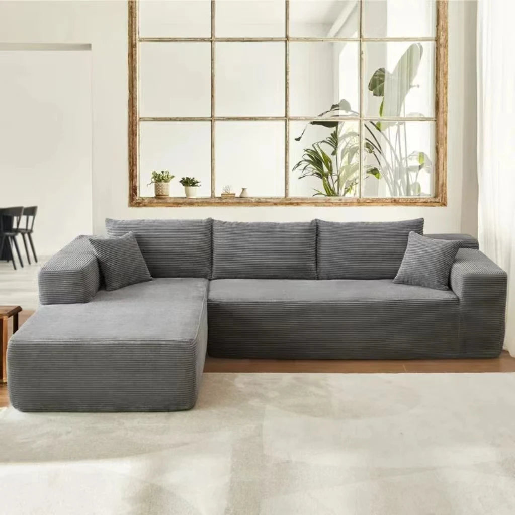 Modern tufted combination fabric compression combination sofa set L-shaped corner unit hotel villa apartment living room use