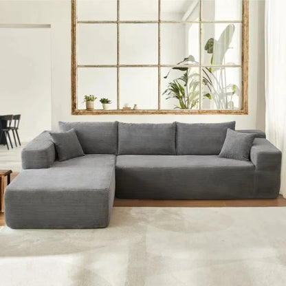 Modern tufted combination fabric compression combination sofa set L-shaped corner unit hotel villa apartment living room use