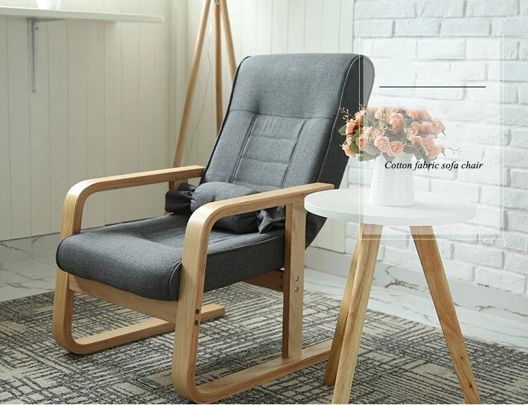 Solid Wood Living Room Designer Leisure Chair Balcony Bedroom Dormitory Fold Recliner Home Furniture Office Backrest Armrests