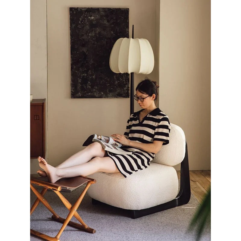 custom.ATUNUS Wabi Sabi Style Sofa Chairs Patio Lounge Chair Modern Nordic Wooden High Single Chair Living Room Furniture