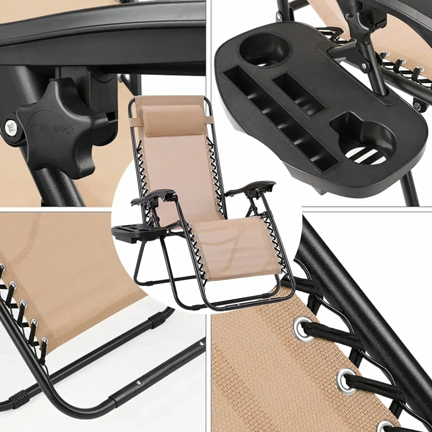 Homfa Garden Sun Lounger Set with Table Folding Adjustable Zero Gravity Recliner Chair Seat Indoor/Outdoor