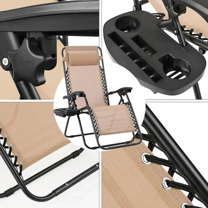 Homfa Garden Sun Lounger Set with Table Folding Adjustable Zero Gravity Recliner Chair Seat Indoor/Outdoor