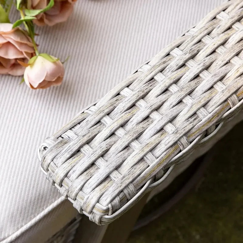 Swivel Rocker Patio Chairs Set with Matching Side Table Wicker Bistro Set and Premium Cushion Fabric