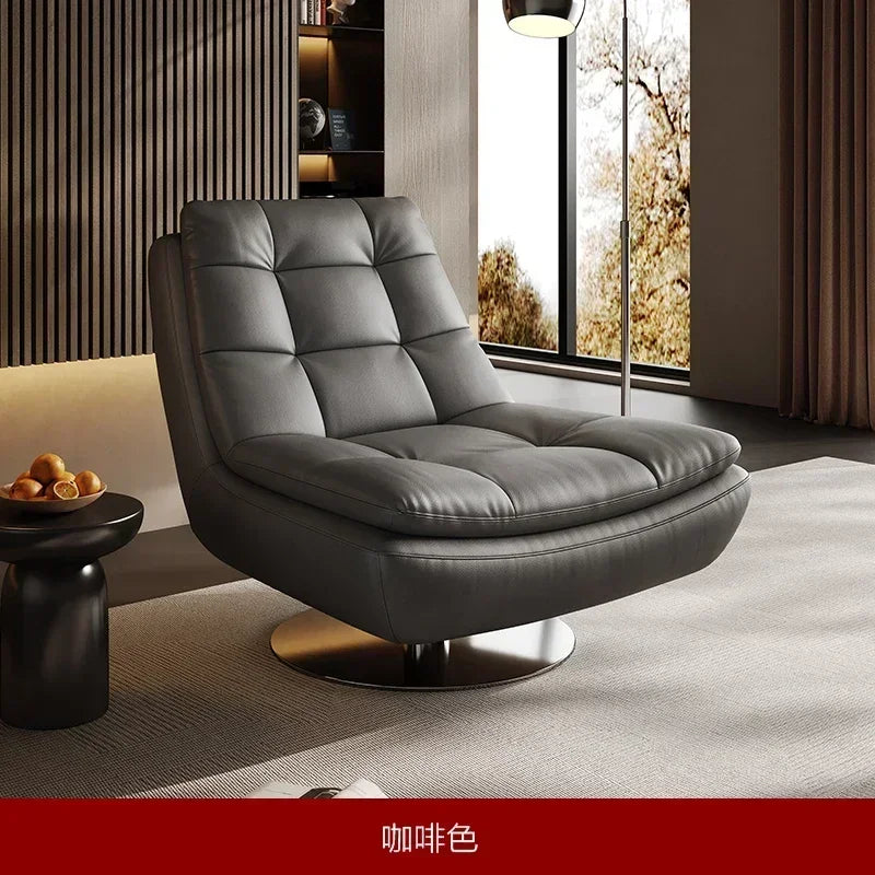 Genuine Leather Couch Single Minimalist Cream Style Living Room Small Apartment Bedroom Leisure Chair