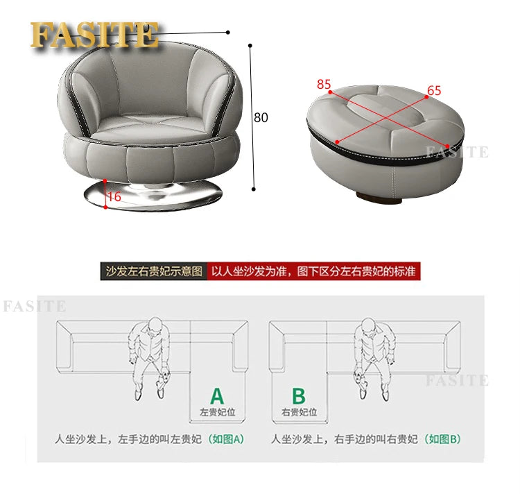 Smart Leather Sofa Massage for Left and Right Noblewomen, Cowhide Solid Wood Living Room Corner Small Unit