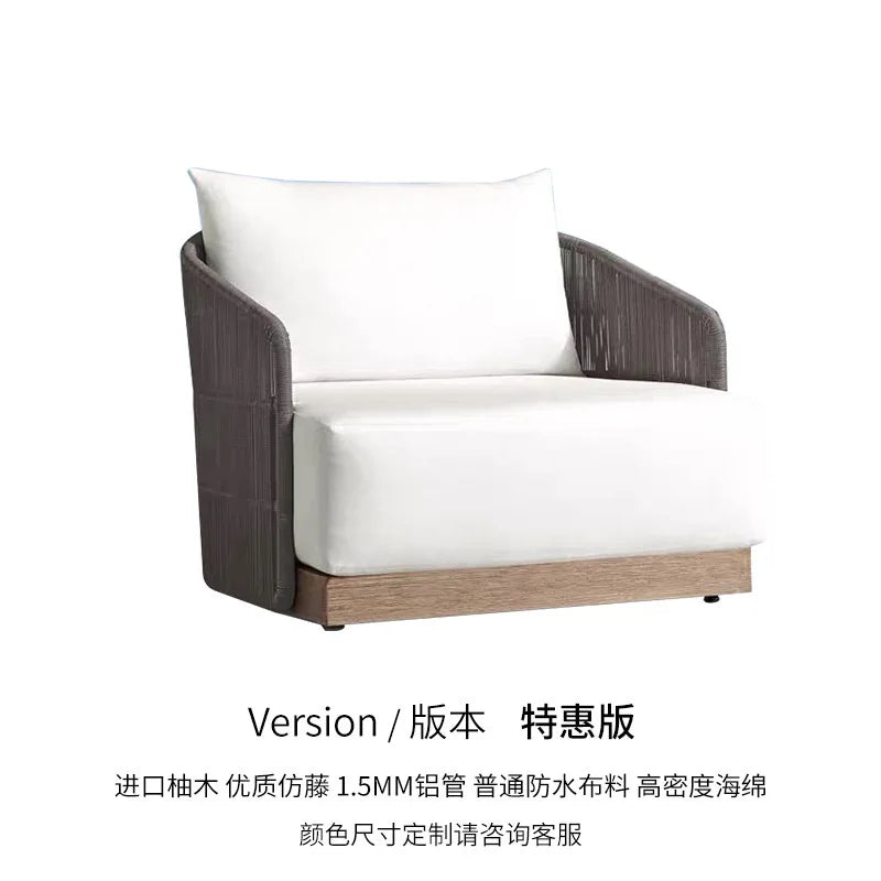 Outdoor rattan sofa courtyard preservative wood villa hotel outdoor teak rattan leisure sofa combination